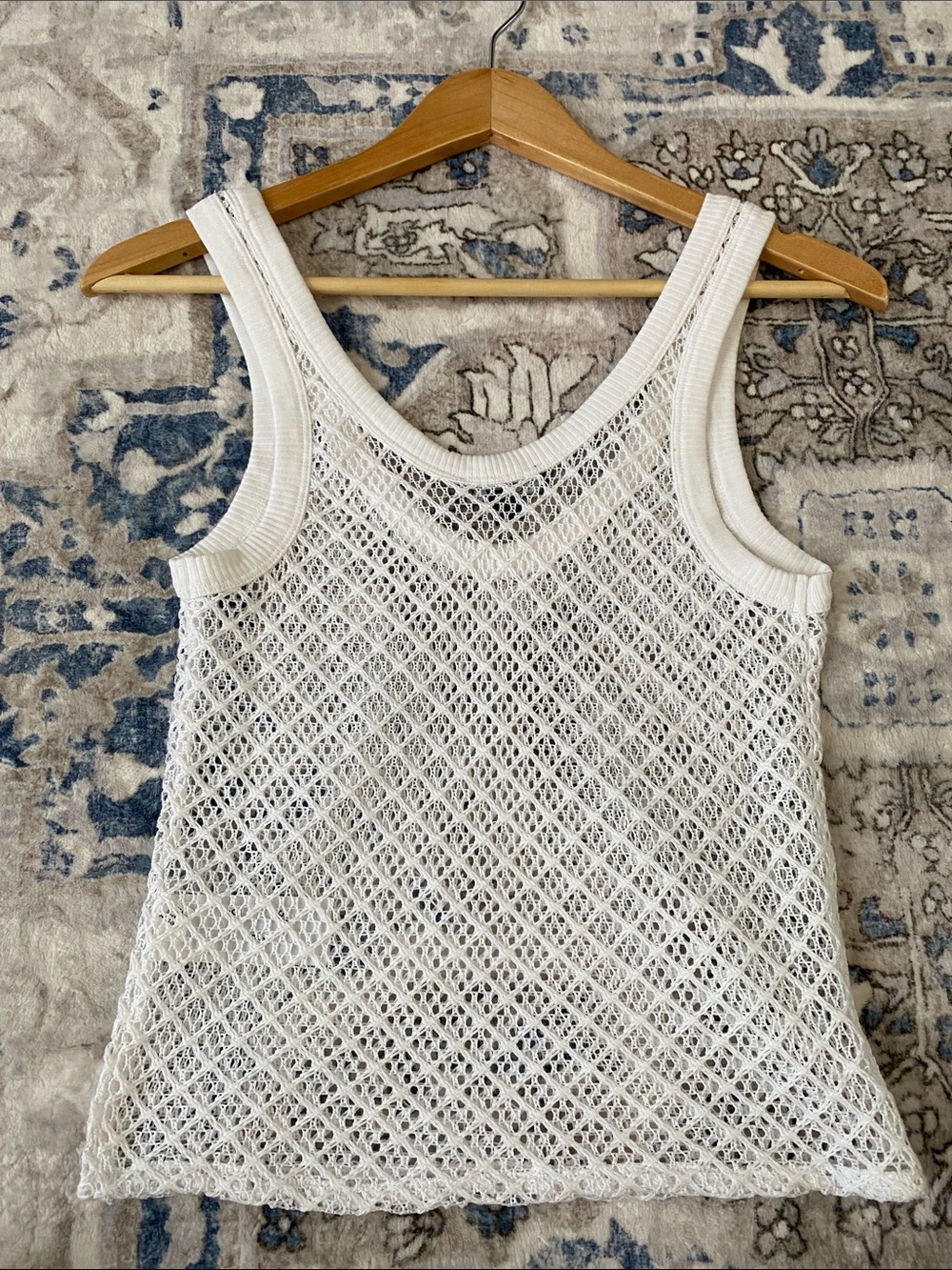 NWT J. Crew White Open Knit Sheer Crochet Tank Top - Picture 6 of 6